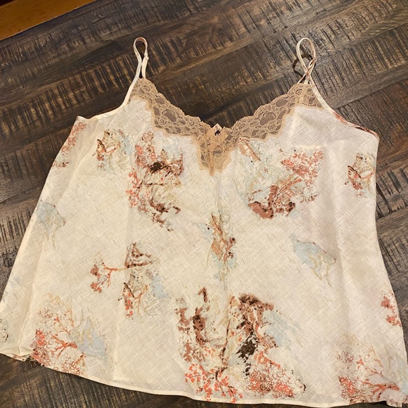 Soma Linen Floral Camisole NWT Cami Chico’s Size 3 Asian Print Kyoto Sky XL 16 - Picture 2 of 6